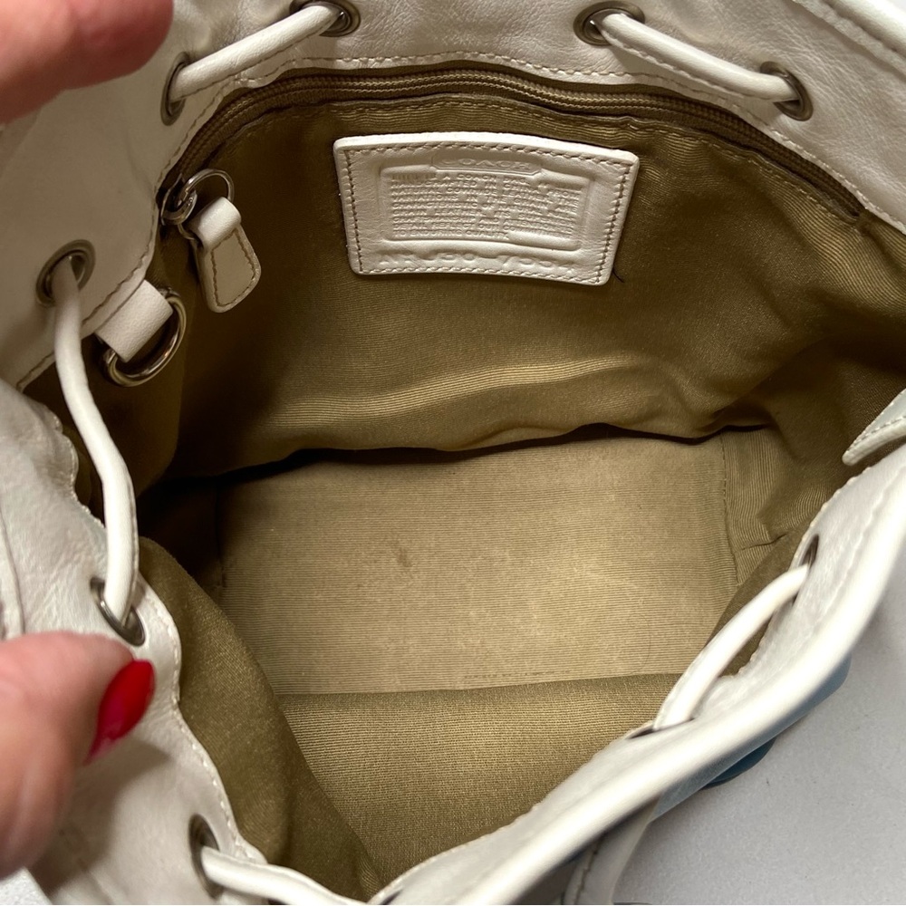 Coach 2003 Blue and White Leather Bucket Shoulder Bag - Picture 9 of 15